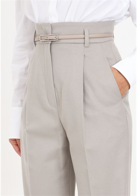 Beige women's belted trousers in straight cut wool MAX MARA | 2361360633600013